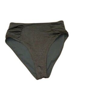 Athleta Womens High-Waisted Ruched Bikini Bottoms S Dark Gray Nylon/Spandex Swim